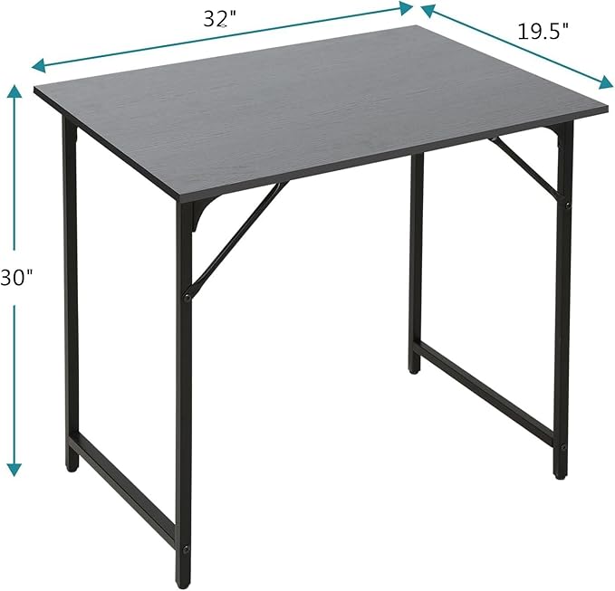 Dkelincs 32 Inch Small Computer Desk Home Office Desk Writing Desk Modern Simple Style Study Work Table with Metal Frame, Easy Assembly, Adjustable Feet, Water-Resistant, Scratchproof Surface, Black