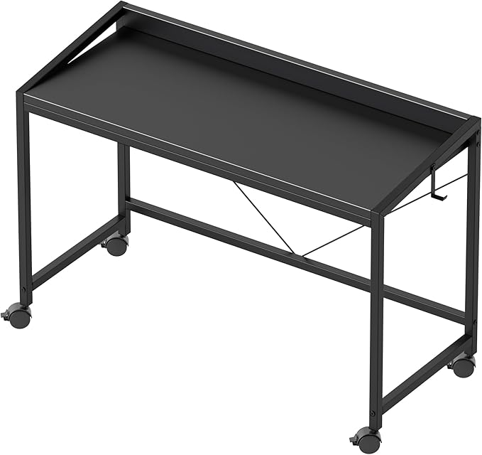 Mericonia 40 inch Rolling Computer Desk with Wheels, Gaming Desk for Small Spaces, Modern Simple Style Table for Home Office, Study Writing Table