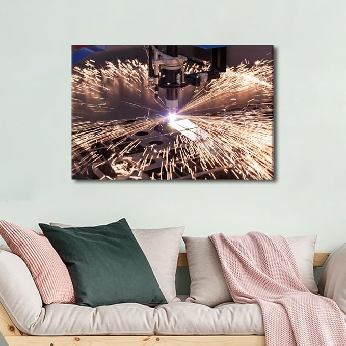 TUMOVO 1 Pieces Wall Art Industrial Machine Art Prints Canvas Artwork Wall Decor Canvas Painting Wall Art Machine Poster Factory Office Wall Decor Stretched and Framed Ready to Hang, 16" x24"