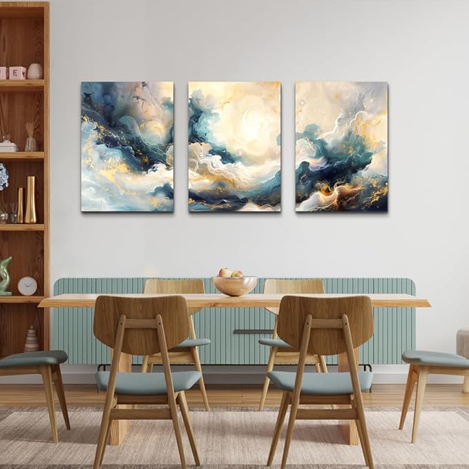 TTHYUEWS Abstract Canvas Wall Decor For Bedroom Wall Art For Living Room Minimalism Ink Paintings Modern Office Wall Decorations Framed Canvas Prints Wall Pictures Artworks Room Home Decor 3 Pieces