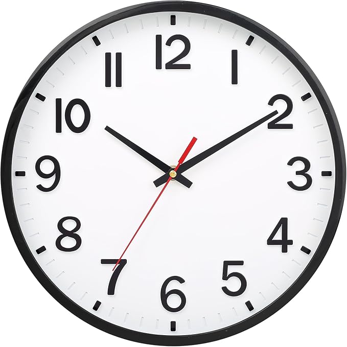 Wall Clocks Battery Operated 8 inch Modern Wall Clock,Silent Non Ticking Wall Clock for Living Room Bedroom Kitchen Office Classroom Decor (White and Black)