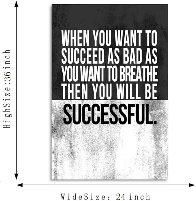 Wooden Framed Motivational Wall Art Inspirational Office Canvas Painting Positive Verbs Posters SUCCESS Picture Print HD Print Artwork Study Room Salon Bedroom Decor Framed Ready to Hang-24”Wx36”H