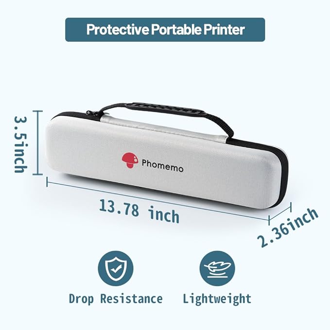 Phomemo 2025 New Version M08F Printer White Bag, M08F Portable Bag Lightweight for Travel, Compatible with HPRT MT800/MT800Q, M08F/M08E/P831/TP81, A886/A887, Portable Thermal Printers (Box Only)