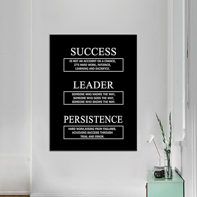 Large Motivational Canvas Wall Art Inspirational Office Wall Decor Success Quotes Persistence Artwork Positive Picture for Classroom Meeting Room Wooden Framed Wall Decor [30''Wx 40''H]
