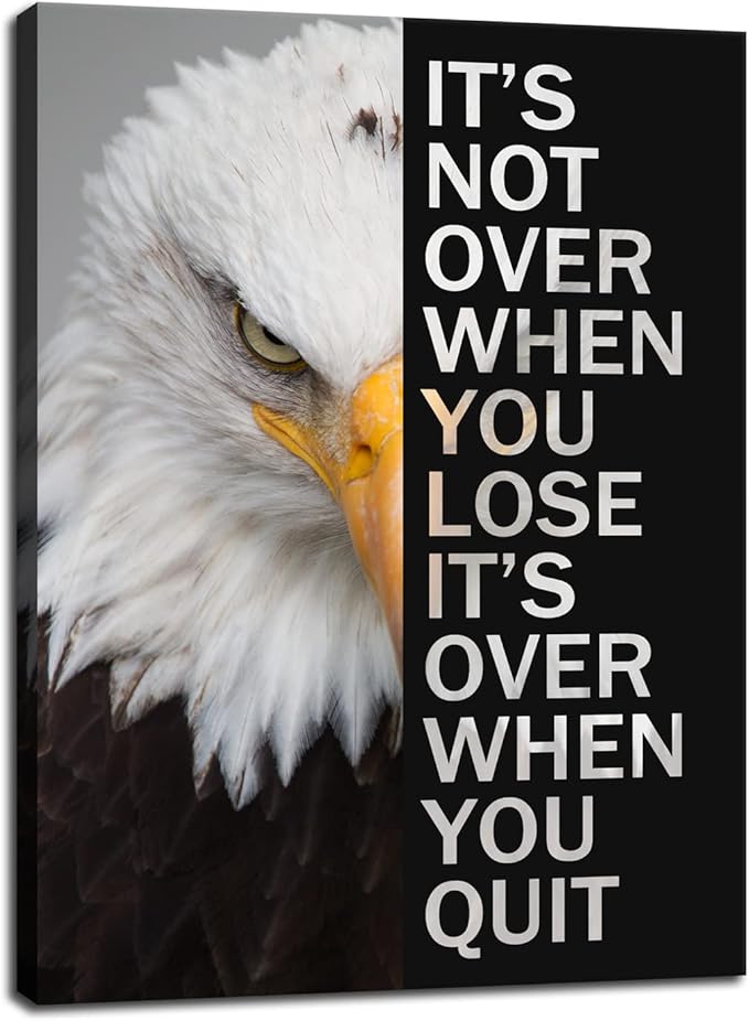 WYJZDZQ8 Eagle Inspirational Canvas Print Wall Art Animal Motivational Poster Animal Picture Painting Modern Inspiring Artwork for Home Living Room Office Decor Ready to Hang [18''W x 24''H]
