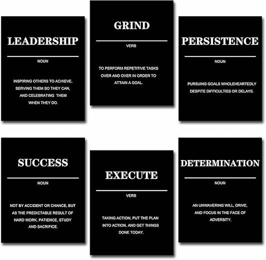 Yasowdkel Inspirational Wall Arts, Motivational Poster, Motivational Office Wall Art,Positive Sayings Posters, Inspirational Wall Decor, Positive Wall Art for Office (Set of 6,8x10in, Unframed)
