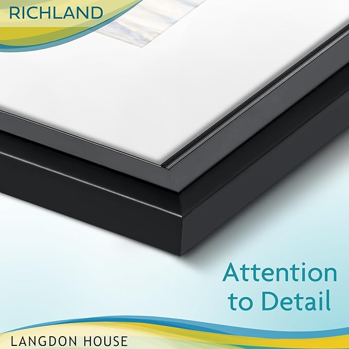 Langdon House - 8x8 Black Picture Frame with Mat to 4x4 - Distinguished Edging for Classic Style - Richland Collection