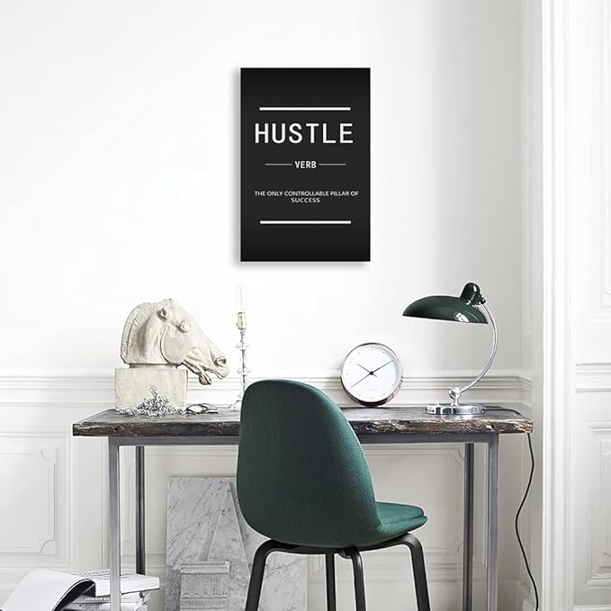 Hustle Verb Inspirational Quotes Canvas Wall Art Inspirational Posters Inspiring Quotes from Entrepreneurs Printed Works Artwork Office Home Decoration Holiday Gifts Ready to Hang[24''W x 36''H]