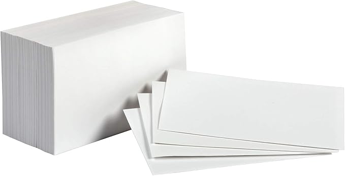 Amazon Basics Blank Index Cards for Studying and Note Taking, White, 3" x 5", 1000 Count (10 Pack of 100), 7.5 pt. Paper Weight