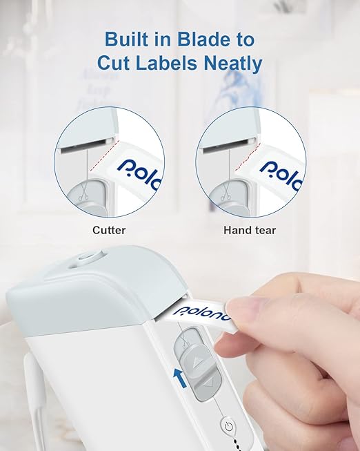 Label Maker, POLONO P10 Mini Label Printer, Portable Wireless Connection Label Maker Machine with Tape, Multiple Templates Available for Smartphone Easy to Use Office Home Organization Kitchen Storage