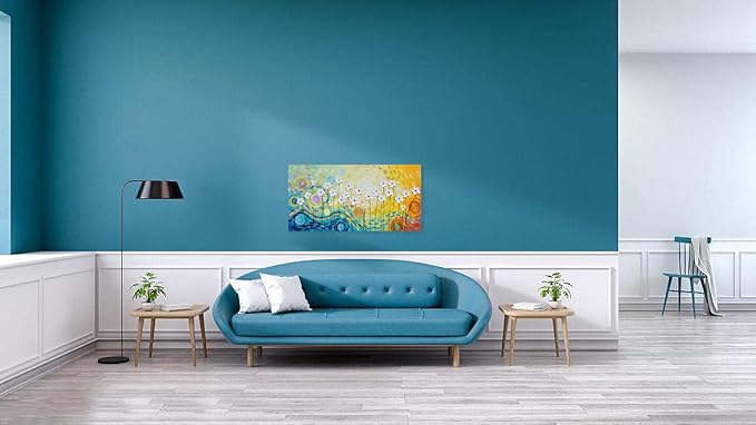 YHSKY ARTS White Flower Oil Paintings with Hand Painted Textured Modern Colorful Canvas Wall Art Contemporary Botanical Pictures Abstract Aesthetic Artwork for Living Room Bedroom Bathroom Decor