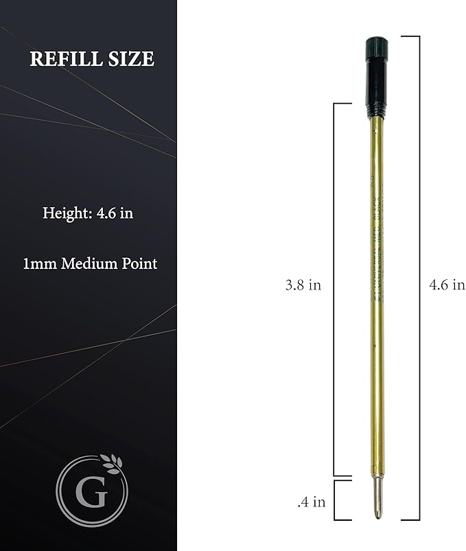 Garland Universal #1 Cross Compatible Ballpoint Pen Refill, USA Made, Archival Ink, 1.0mm Medium Point, Smooth Writing, 5 Pack (Black)