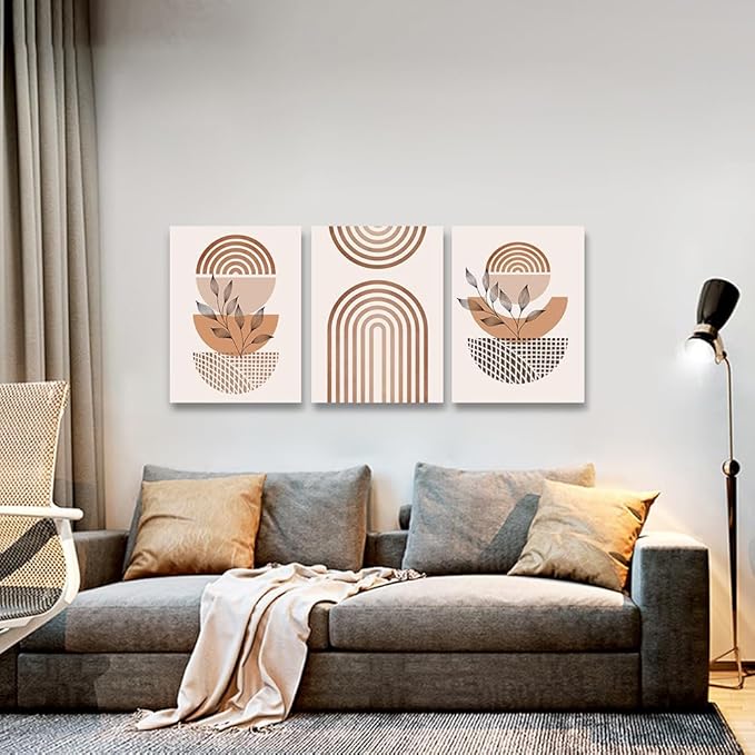 DZRWUBHS Boho Wall Decor Canvas Art Set - Living Room, Bedroom, Office - Abstract Line Paintings - 3 Piece Set - 12x16