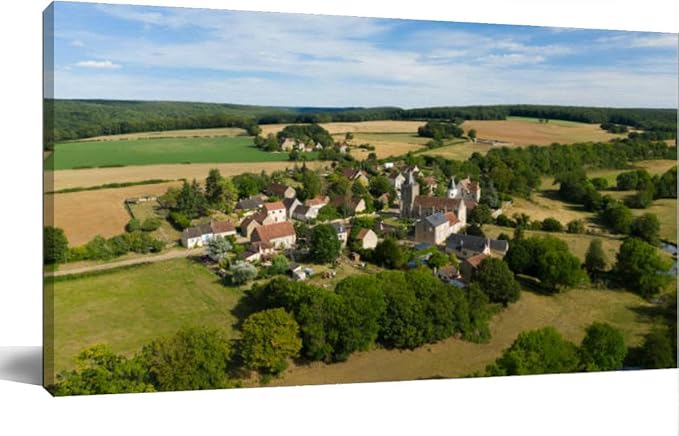 The traditional village Beuvron the Burgundy France summer Canvas Wall Art Large Framed Prints Pictures Wall Decor Posters Painting Artwork for Living Room Bedroom Kitchen Bathroom 16x30