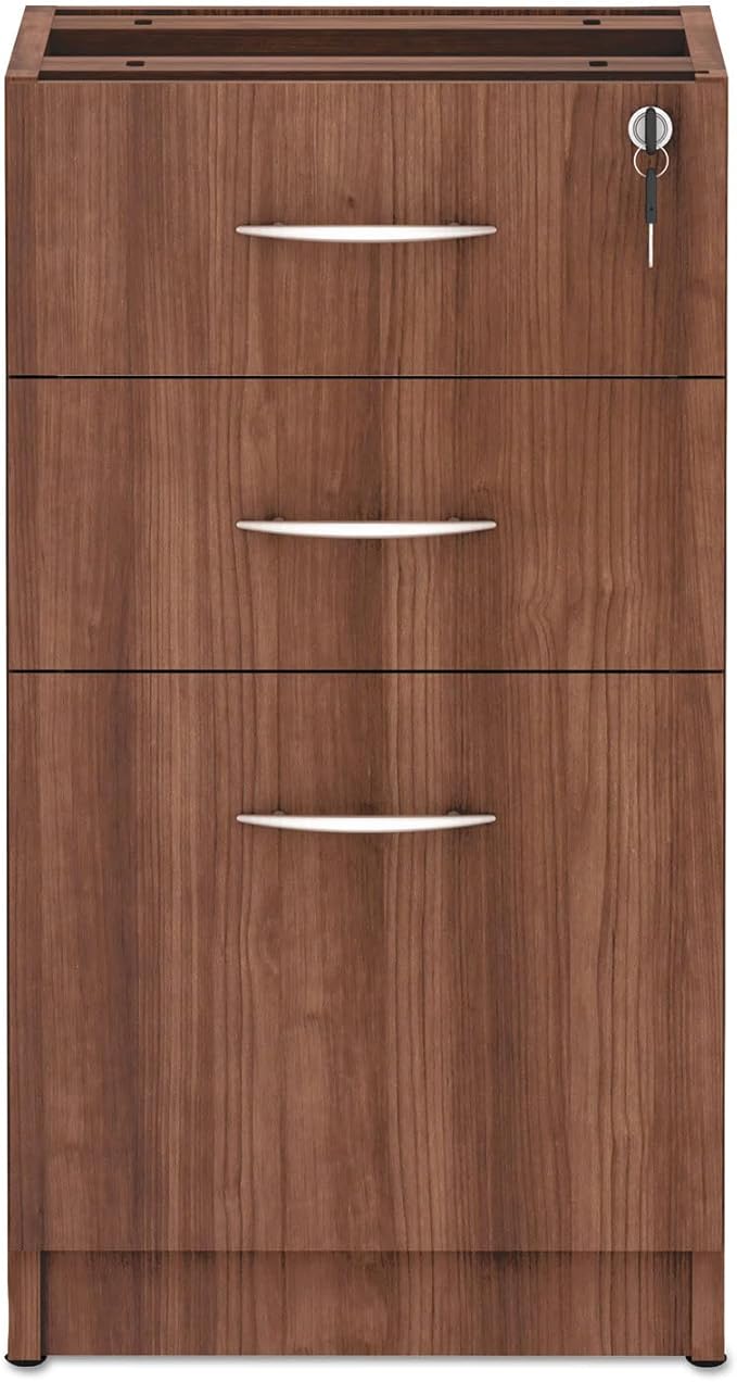 Alera Alera Valencia Series Full Pedestal File, Left/Right, 3-Drawer: Box/Box/File, Legal/Letter, Modern Walnut,15.63 x 20.5 x 28.5