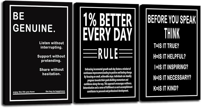 Motivational Office Wall Decor Before You Speak Think Canvas Wall Art Be Genuine Posters Prints Entrepreneur Success Paintings Picture Artwork Inspirational Home Bedroom School Decor [72" W X 36" H]