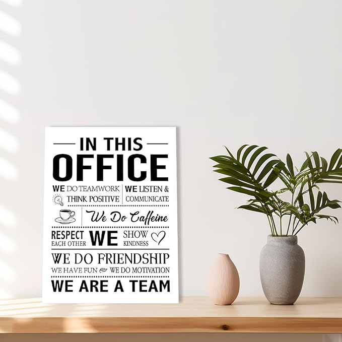 In This Office Wall Decor,Positive Team Quote We Are A Team Wall Art Canvas Framed for Office Workplace Wall Decor 12 x 15 in