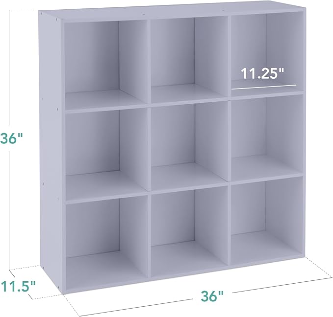 Best Choice Products Kids Bookcase 9-Cube Storage Organizer, 11in Shelf Opening, Bookshelf, Toy Storage, Customizable w/ 3 Removable Back Panels – Lavender