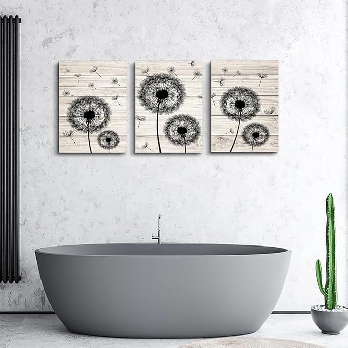 Lapremoly Wall Decor - 3 Piece Canvas Wall Art Set: Abstract Flowers Dandelion Artwork for Living Room, Bedroom, Office & Kitchen Home Decor