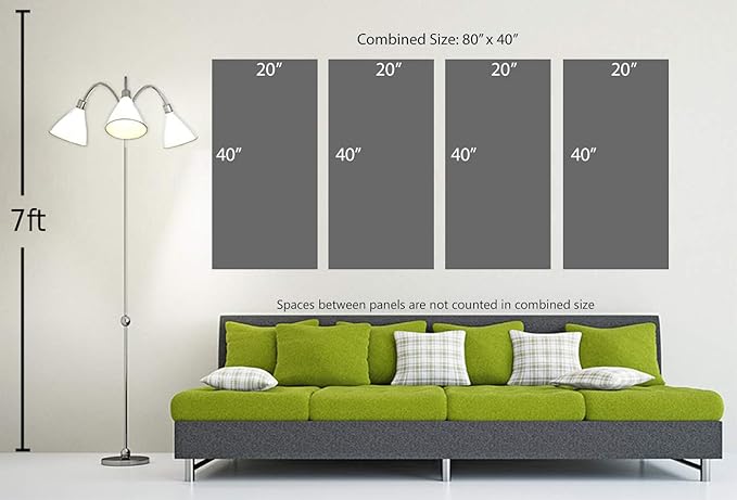 80 x 40 TOTAL - Landsape of lines Wall Art Canvas Geometric Print modern minimalis, office art - 4 Panel Split
