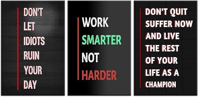 3 Pieces Inspirational Canvas Wall Art Large Motivational Quotes Posters Print Affirmation Picture Painting Wall Decor Artwork for Living Room Gym Office Workplace Stretched and Framed [72''Wx 36''H]
