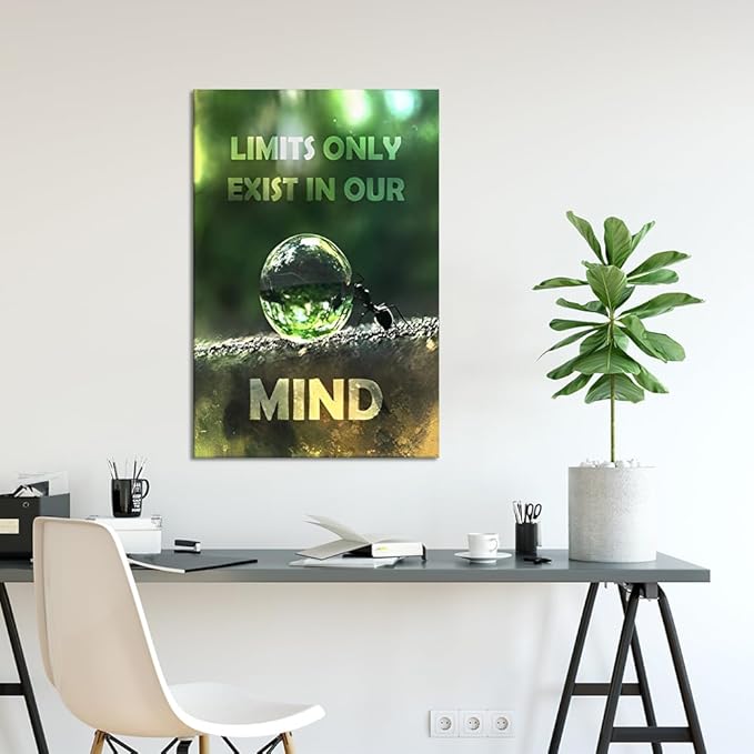 Novatique Inspirational Canvas Wall Art Limits Only Exist In Our Mind Motivational Quote Wall Decor Quotes Inspirational Success Painting for Living Room Office, 24 x 36inch