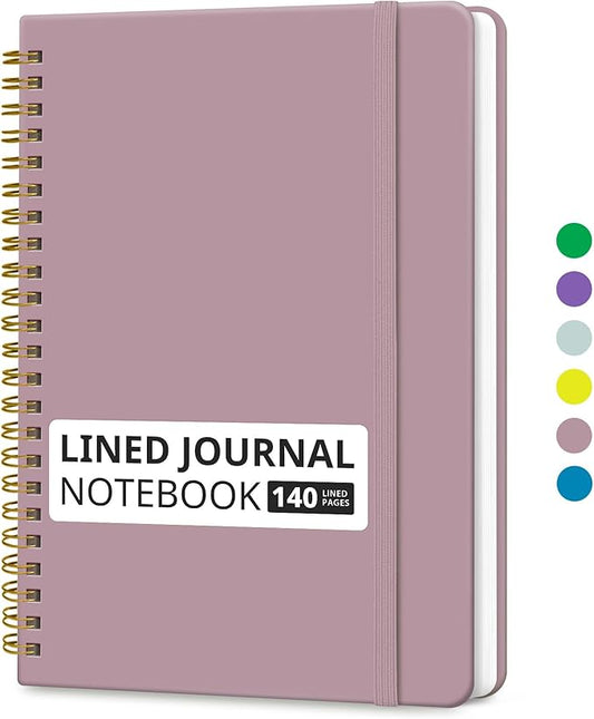 Taja Lined Spiral Journal Notebook for Women & Men, 140 Pages, College Ruled Hardcover Notebook for Work & Note Taking, Journals for Writing, A5(5.7" x 7.9") – Boho Purple