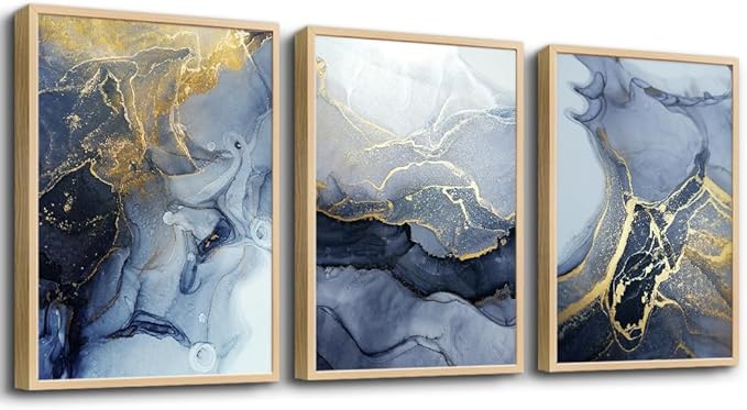 Natural Wood Framed Wall Art for Living Room Abstract Wall Decor for Bedroom Abstract Ink painting Wall Artworks Pictures for Office Decoration Large Size Home Decorations Posters Framed Art Prints