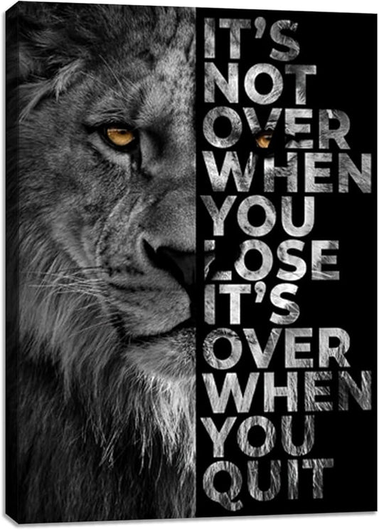 Motivational Lion Wall Art Inspirational Black Picture Painting Poster Prints Inspiring Positive Quotes Wall Decor Home Living Room Bedroom Workplace Office Decorations Framed Artwork 12"x16"
