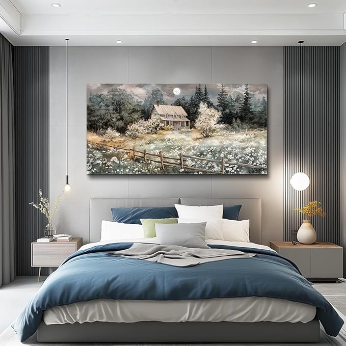 hyidecorart Wall Decor For Living Room Farmhouse Canvas Wall Art Nature Landscape Paintings Bedroom Decorations Rural Artwork Pictures Large Framed for Office Aesthetic Home Decor Ready To Hang