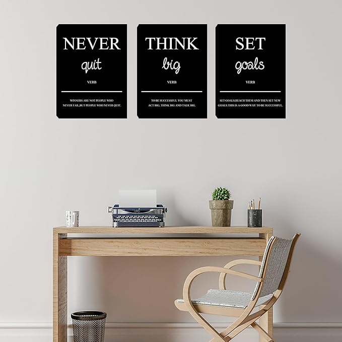 Motivational Wall Art for Office - Inspirational Canvas Framed Painting Picture Artwork for Bedroom Living Room Home Decoration - Ready to Hang (36"Wx16"H)