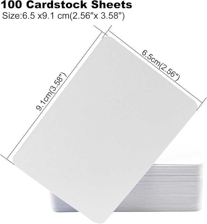 100 Sheets ATC Cards, White 300gsm Acid-Free Cardstock, Approx. 2.5 x 3.5 in Rounded Corner Artist Trading Cards, Double-Sided Blank for Journaling, Scrapbooking, Mixed Media & DIY Crafts