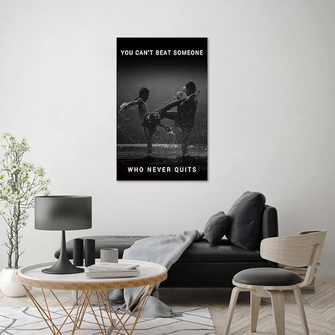 Inspirational Wall Art Muay thai Thai Boxing Pictures Inspiration Motivation Inspire Quotes Canvas Painting Posters Prints Artwork Home Decor for Office Sport Gym Framed Ready to Hang (28" Wx44 H)