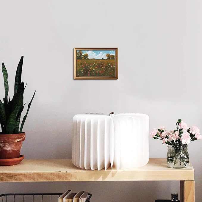 Gold Framed Wall Art Vintage Floral Canvas Wall Art Floral Countryside Blooming Wildflowers Artwork Prints Picture for Living Room Bedroom Farmhouse Bathroom Office Decor, 12x16