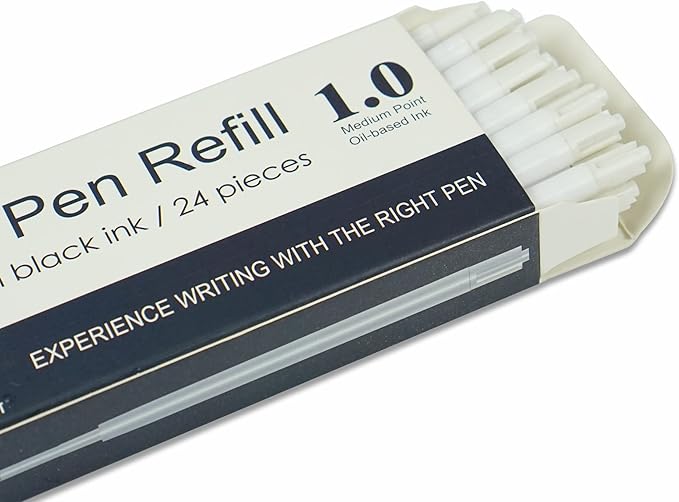 24 Pcs Ballpoint Pen Refills 1.0 mm Point Black Ink
