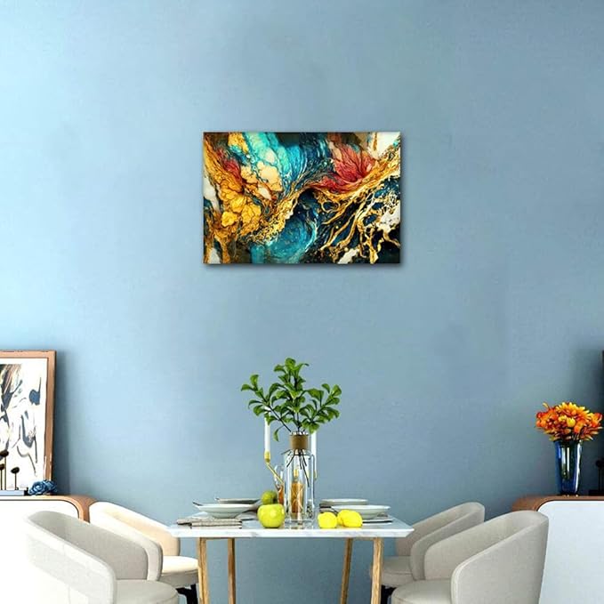 Abstract Wall Art for Home Decor Modern Ocean Desert Land Painting 1 Panel Canvas Art for Men Living Room Decor Minimalist Enthusiasts Home Wall Decoration Stretched and Framed Ready to Hang 18x12 in