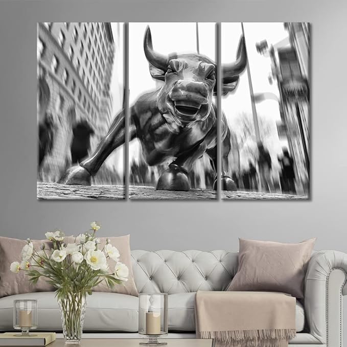 TUMOVO 3 Panel Inspirational Wall Art Modern Paintings - Black and White Poster for Living Room and Office - Stretched Framed Ready to Hang - 36" Wx24 H