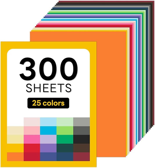 300 Sheets Colored Cardstock Thick Colored paper, Goefun 25 Colors 80lb Construction Paper Assorted Color for Crafts & Printing
