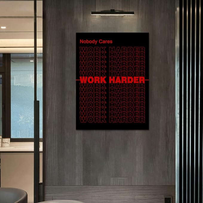 Modern Motivational Posters Nobody Cares Work Harder Entrepreneur Inspirational Quotes Canvas Wall Art Positive Attitude Painting Artwork Framed Ready to Hang for Office Home Decor - 18''W x 24''H