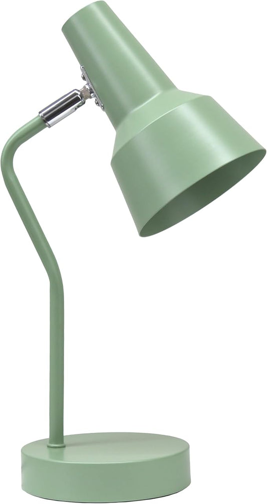 Simple Designs LD1078-SGE 15.2" Sleek Essentials Metal Cone Shade Desk Lamp with Adjustable Shade, for Office, Desk, Nightstand, Dorm, Sage Green