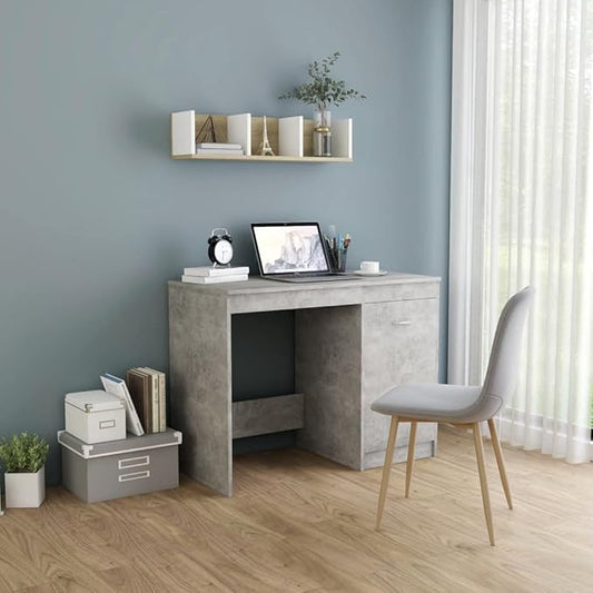 Desk,Home Office Computer Desk with Storage & Spacious Desktop, Writing Study Desk Laptop Desk for Bedroom Gray 39.4"x19.7"x29.9" Chipboard