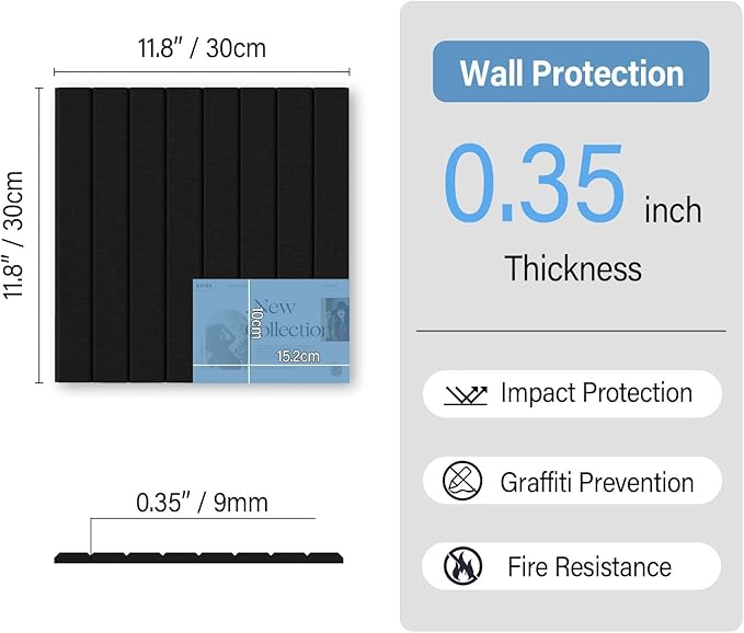 Large Cork Boards for Walls – 36 x 24 Self Adhesive Felt Wall Tiles, Ideal for Office Black Bulletin Board, Easy to Install Pin Board Photo Board Dart Board Wall Protectors