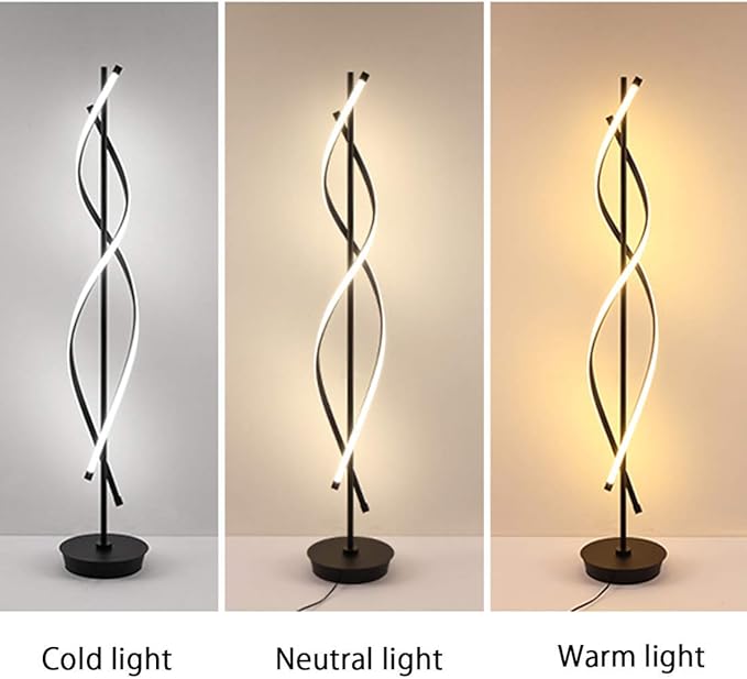 ADISUN 40W LED Floor Lamp Remote Control Dimmable Spiral Floor Lamp Indoor Tall Lamp Floor Lamps for Living Rooms Family Rooms Bedrooms Offices Lighting (Black)