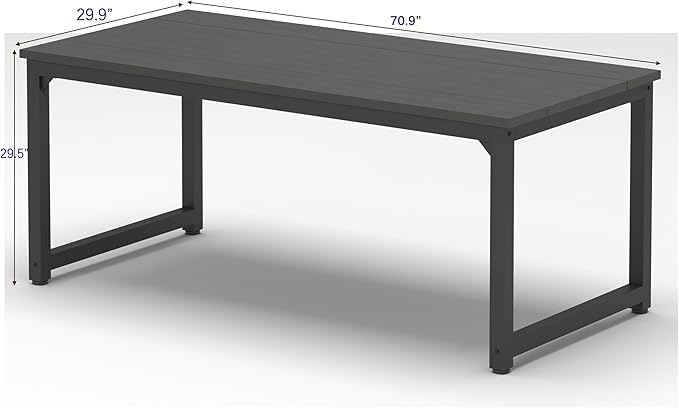 NSdirect 70.9" Computer Desk,Large Home Office Desk Wide Workstation 1 inch Thicker Tabletop for Writing,Games and Home Work PC Desk Modern Finish Wood Board and Sturdy Steel Legs, Black