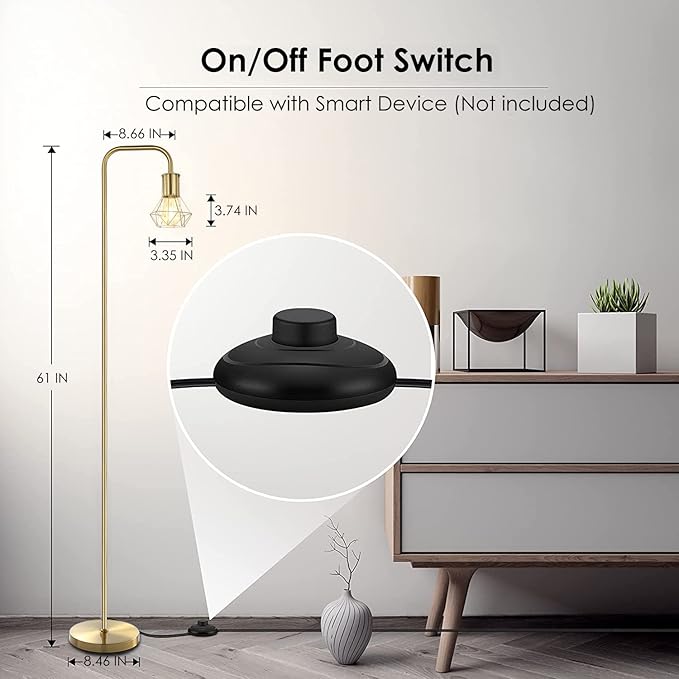 BoostArea Floor lamp,Industrial Floor Lamp,Standing Lamp,E26 Socket,On/Off Footswitch,Whole Metal,Modern Floor Lamp for Bedroom,Office, Living Room,Rustic,Vintage,Farmhouse(No Bulb)