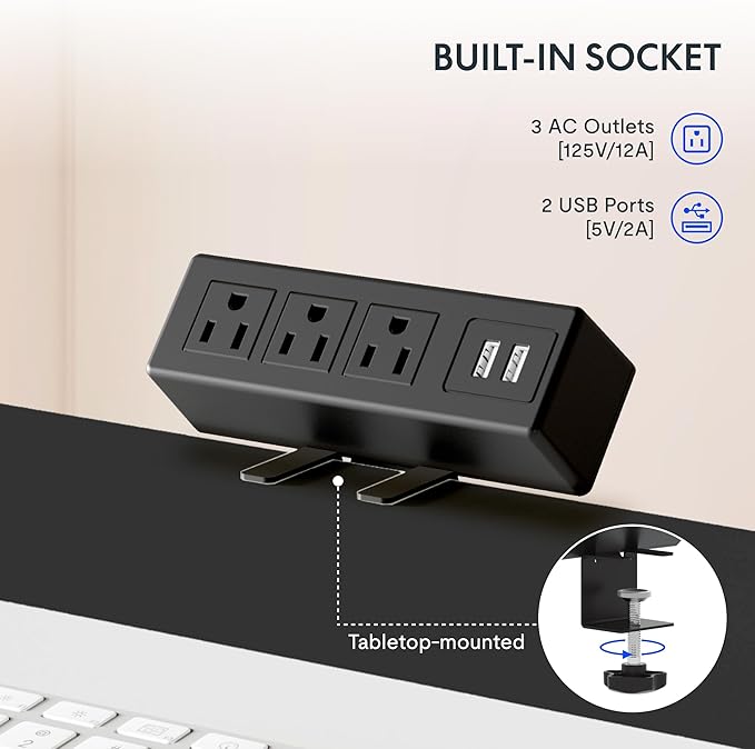 FLEXISPOT EN2 Whole-Piece Standing Desk with Clamp Power Strip, 55 x 28 Electric Stand Up Height Adjustable Desk with Cable Management (Black Frame + 55" White Top, 2 Packages)