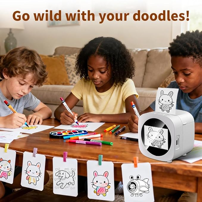 Sticker Printer Box Smart Ai Voice, Mini Stickerbox Printer Thermal Label Printer with Display Inkless Portable Sticker Maker for Home, Office, Study & DIY Projects (B Red)