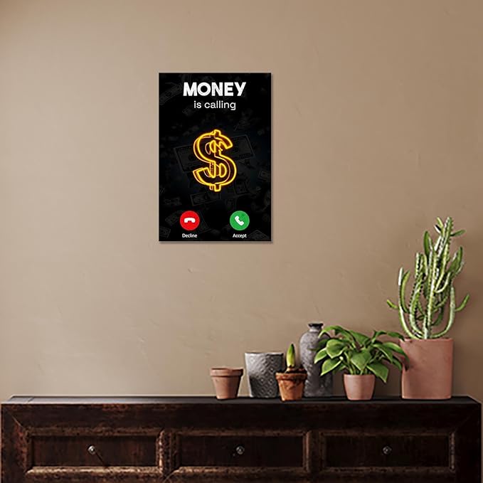 Work Motivation Hustle Inspiring Sign Wall Art Trendy Motivational Positive Quotes Canvas Poster Funky Motivational Quotes Prints Painting For Office Living Room Wall Decor 16x24in Framed