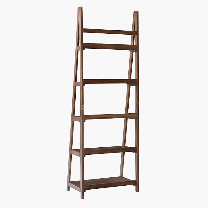 Linon Melissa Walnut Mid-Century 5 Shelf Bookcase