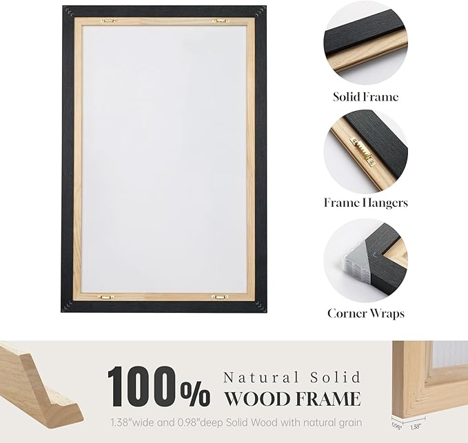 Large Framed Neutral Abstract Wall Art for Living Room, 3 Piece Modern Canvas Prints Paintings Artwork for Walls, Minimalist Beige Abstract Horizon Pictures for Hallway, Office Wall Decor 24x36 In